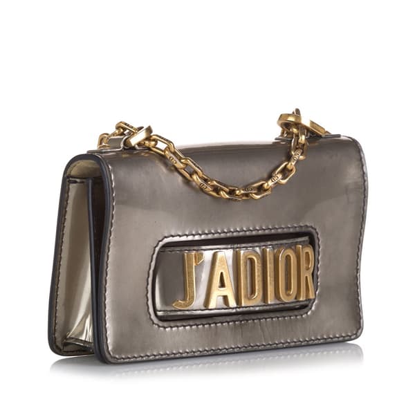 Pre-owned Dior JaDior Mini Chain Flap Gray
