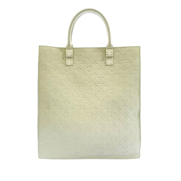 Pre-owned Louis Vuitton Monogram Taurillon Sac Plat  White