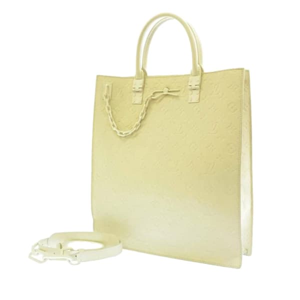 Pre-owned Louis Vuitton Monogram Taurillon Sac Plat  White