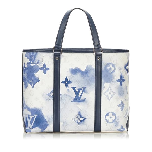 Pre-owned Louis Vuitton Monogram Watercolor Weekend Tote PM Blue