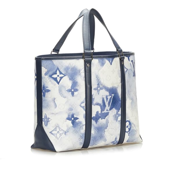 Pre-owned Louis Vuitton Monogram Watercolor Weekend Tote PM Blue