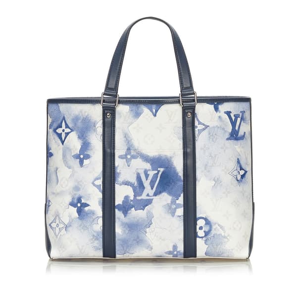 Pre-owned Louis Vuitton Monogram Watercolor Weekend Tote PM Blue