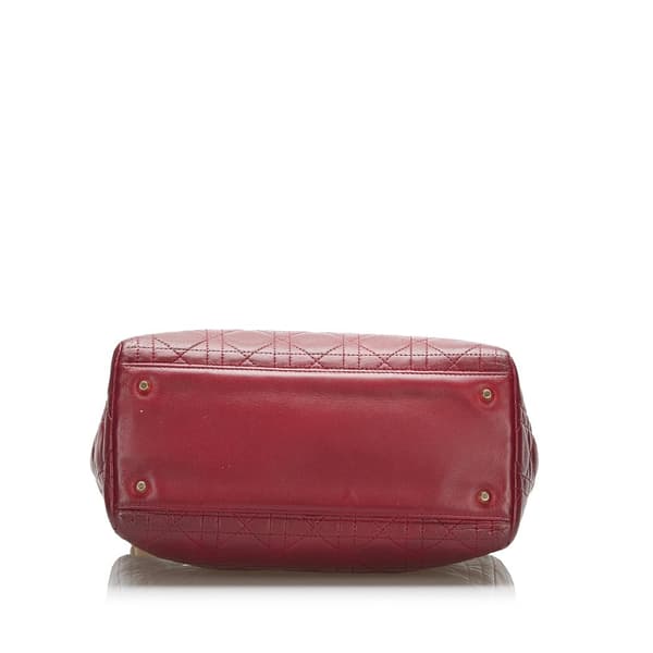 Pre-owned Dior Medium Lambskin Cannage Lady Dior Red
