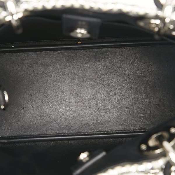 Pre-owned Dior Small Tweed Patch Diorissimo Tote Silver