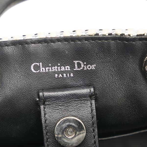 Pre-owned Dior Small Tweed Patch Diorissimo Tote Silver