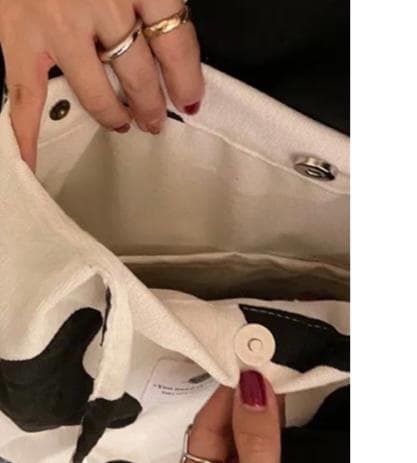 Fodrad Tygpåse tote väska med fack tvättbar eko-vänlig komönster dalmatin