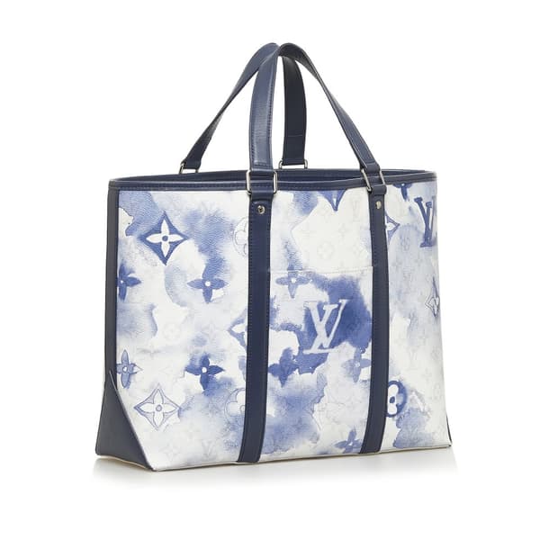 Pre-owned Louis Vuitton Monogram Watercolor Weekend Tote PM Blue