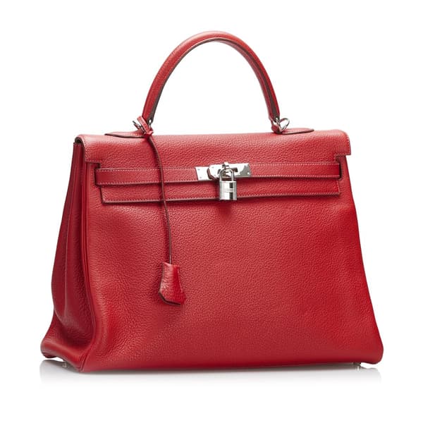 Pre-owned Hermès Togo Kelly 35 Red