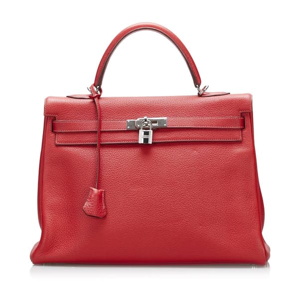 Pre-owned Hermès Togo Kelly 35 Red