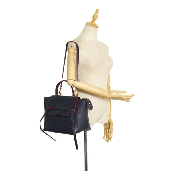 Pre-owned Celine Mini Belt Satchel Blue