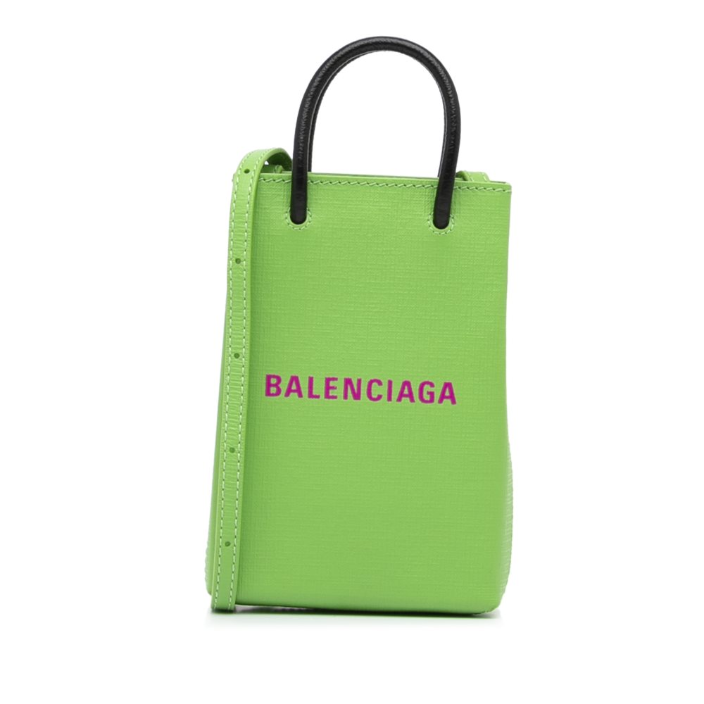 image of Pre-owned Balenciaga Shopping Phone Holder Green