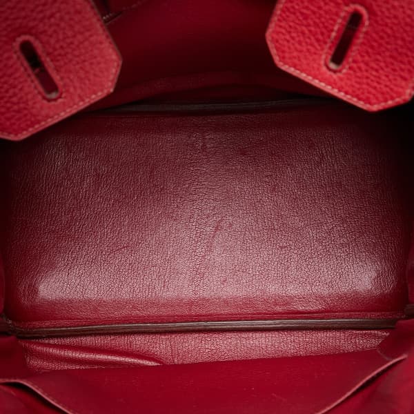Pre-owned Hermès Clemence Birkin Retourne 30 Red