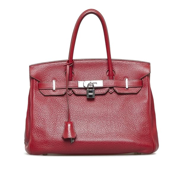 Pre-owned Hermès Clemence Birkin Retourne 30 Red