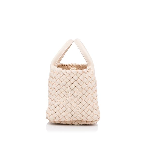 Pre-owned Bottega Veneta Mini Lambskin Intreccio Cabat Tote Pink