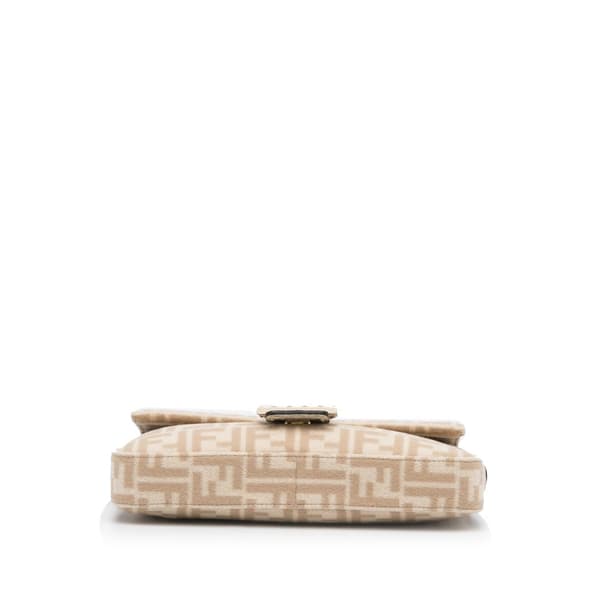 Pre-owned Fendi Zucca Wool Selleria Baguette Brown