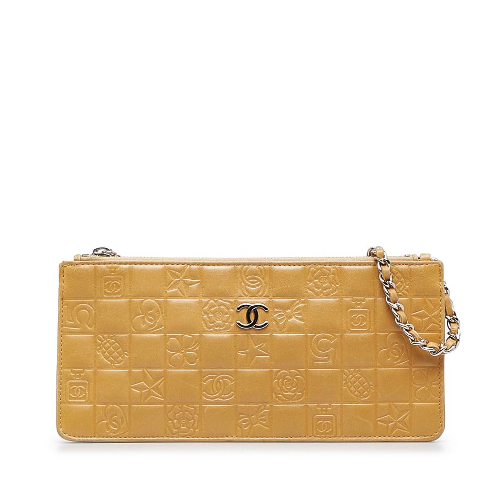 image of Pre-owned Chanel Precious Symbols Pochette Brown