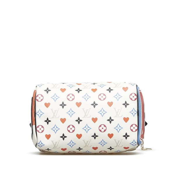 Pre-owned Louis Vuitton Monogram Game On Speedy Bandouliere 25 White