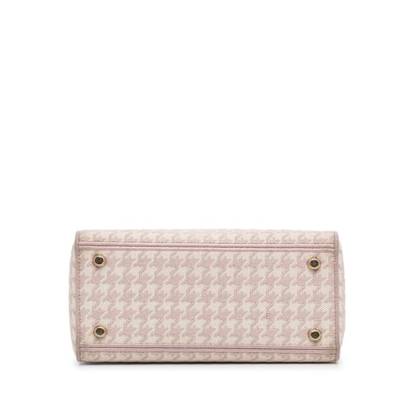 Pre-owned Dior Small Houndstooth Lady D-Lite Pink