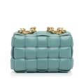 Miniatyrbild 4 av 10: Pre-owned Bottega Veneta Nappa Intrecciato Padded Chain Cassette Satchel Blue