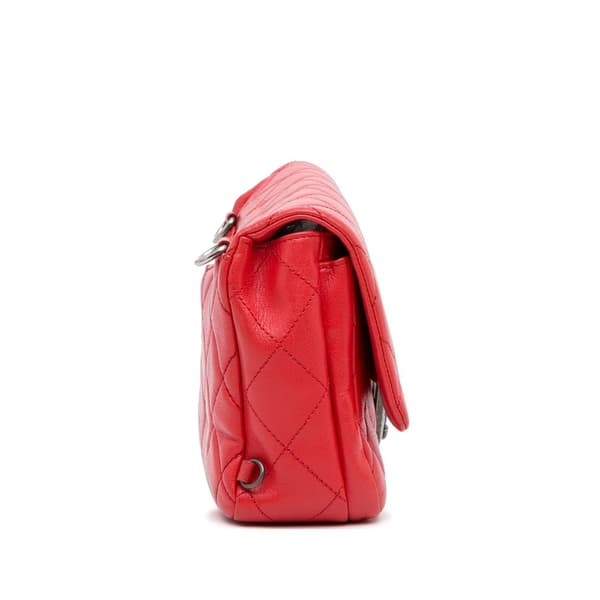 Pre-owned Chanel Small Quilted Goatskin Double Carry Waist Chain Flap Red