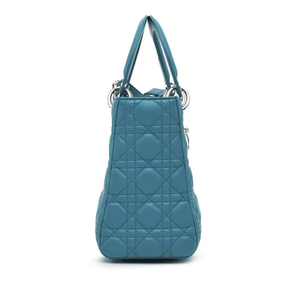 Pre-owned Dior Medium Lambskin Cannage Lady Dior Blue