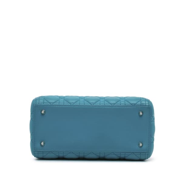 Pre-owned Dior Medium Lambskin Cannage Lady Dior Blue