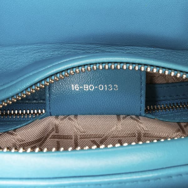 Pre-owned Dior Medium Lambskin Cannage Lady Dior Blue