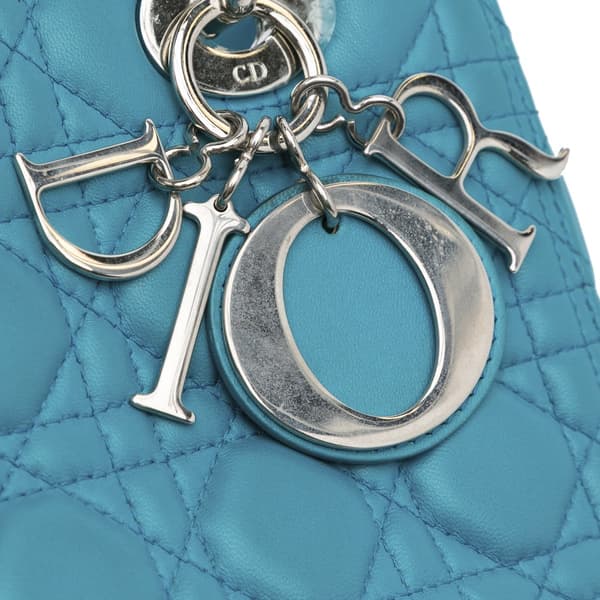 Pre-owned Dior Medium Lambskin Cannage Lady Dior Blue