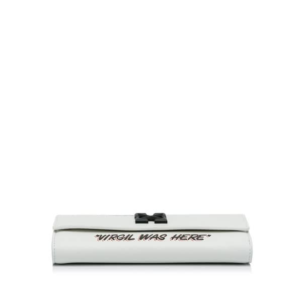 Pre-owned Off-White Jitney Quote Wallet on Chain White