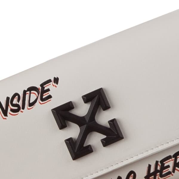 Pre-owned Off-White Jitney Quote Wallet on Chain White