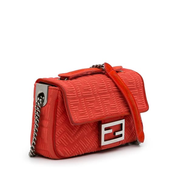 Pre-owned Fendi Midi Chain Baguette Red