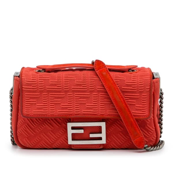 Pre-owned Fendi Midi Chain Baguette Red