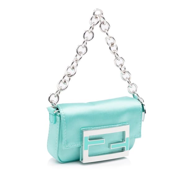 Pre-owned Fendi x Nano Tiffany Satin Baguette Blue