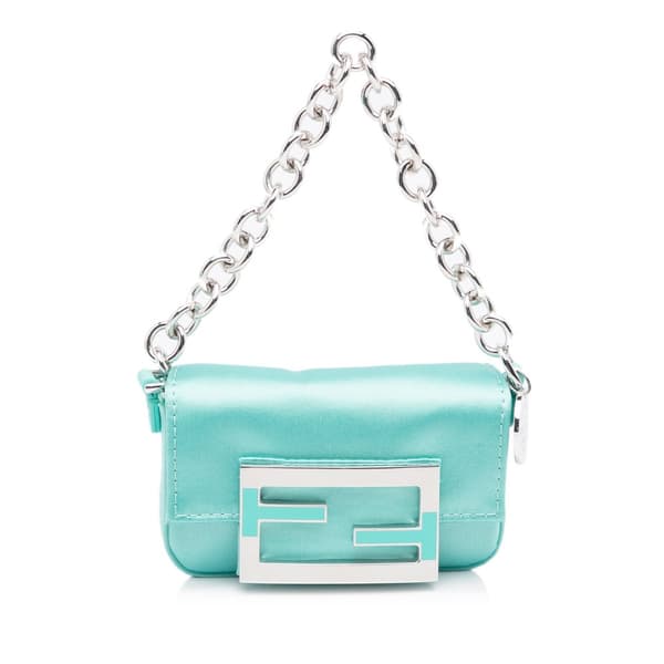 Pre-owned Fendi x Nano Tiffany Satin Baguette Blue