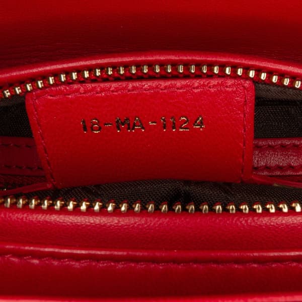 Pre-owned Dior Medium Lambskin Cannage Lady Dior Red