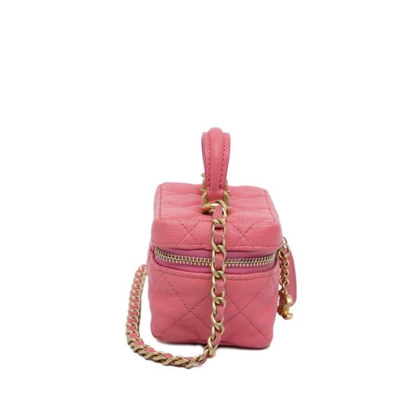 Pre-owned Chanel Micro Caviar Chain Vanity Bag Pink