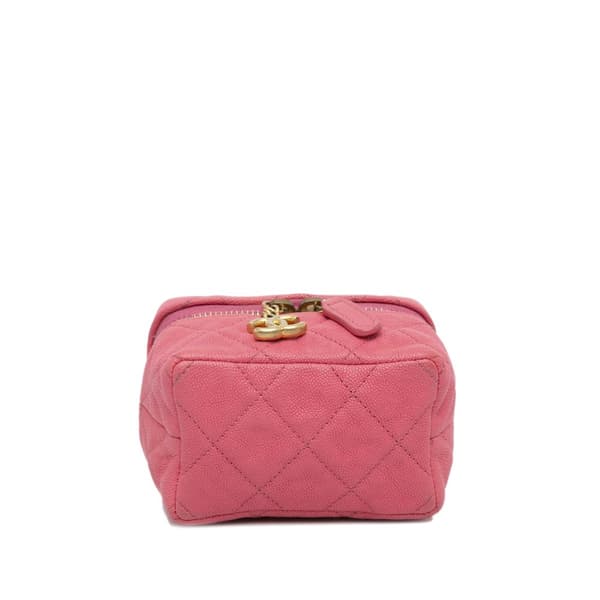 Pre-owned Chanel Micro Caviar Chain Vanity Bag Pink