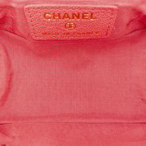Pre-owned Chanel Micro Caviar Chain Vanity Bag Pink
