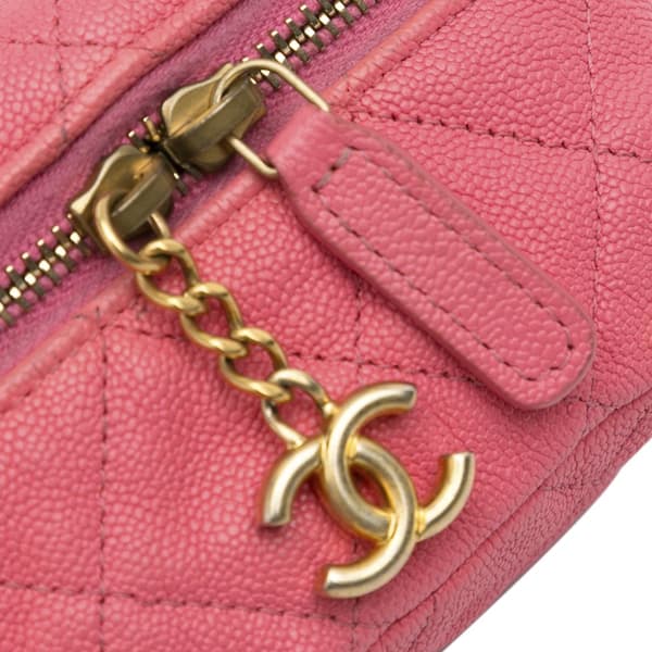 Pre-owned Chanel Micro Caviar Chain Vanity Bag Pink
