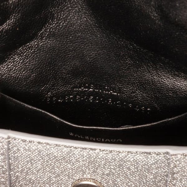 Pre-owned Balenciaga Mini Glitter Hourglass Satchel Gray