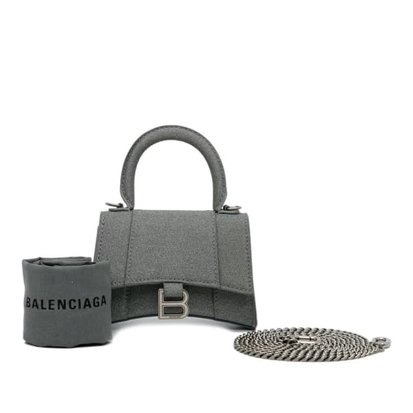 Pre-owned Balenciaga Mini Glitter Hourglass Satchel Gray
