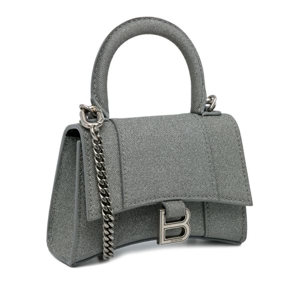 Pre-owned Balenciaga Mini Glitter Hourglass Satchel Gray