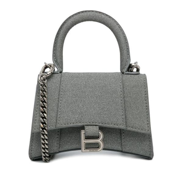 Pre-owned Balenciaga Mini Glitter Hourglass Satchel Gray