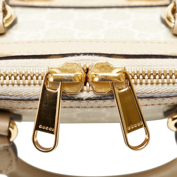 Pre-owned Gucci Mini GG Supreme Horsebit 1955 Satchel Brown