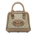 Miniatyrbillede 1 af 10: Pre-owned Gucci Mini GG Supreme Horsebit 1955 Satchel Brown