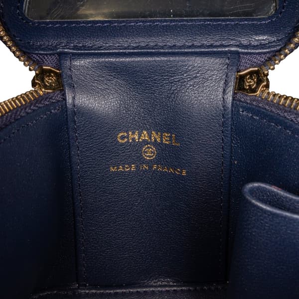 Pre-owned Chanel Small Lambskin Top Handle Vanity Bag Blue