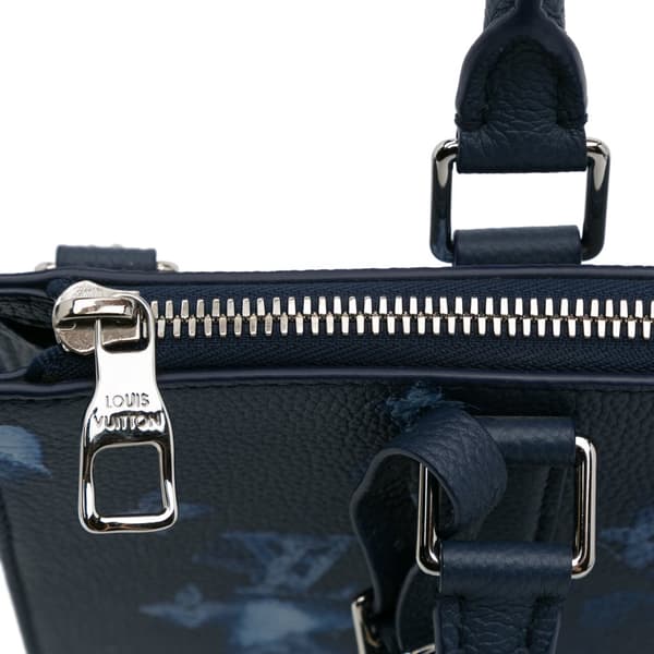 Pre-owned Louis Vuitton Monogram Ink Watercolor Sac Plat Zippe Blue