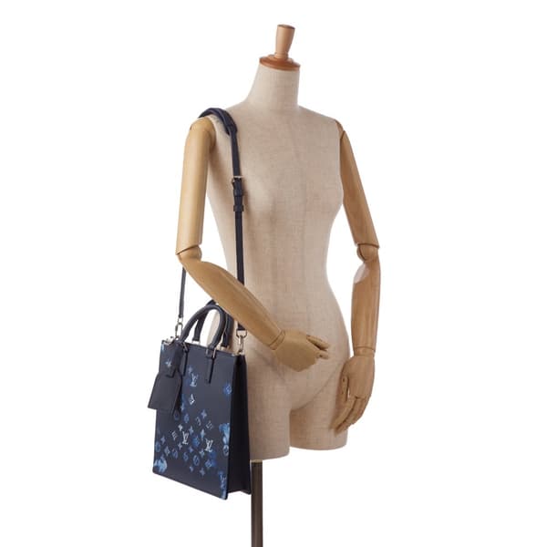 Pre-owned Louis Vuitton Monogram Ink Watercolor Sac Plat Zippe Blue