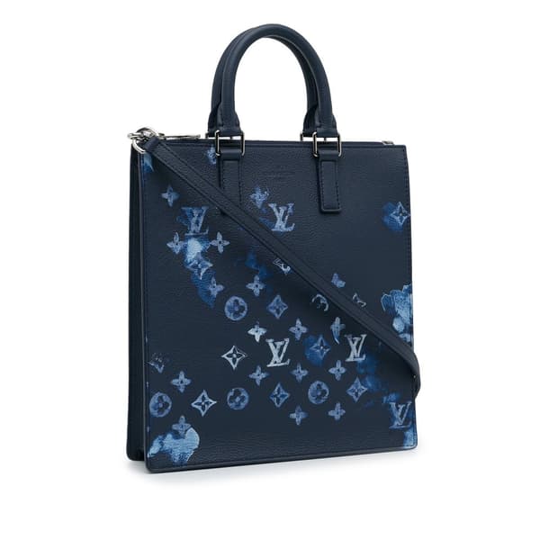 Pre-owned Louis Vuitton Monogram Ink Watercolor Sac Plat Zippe Blue