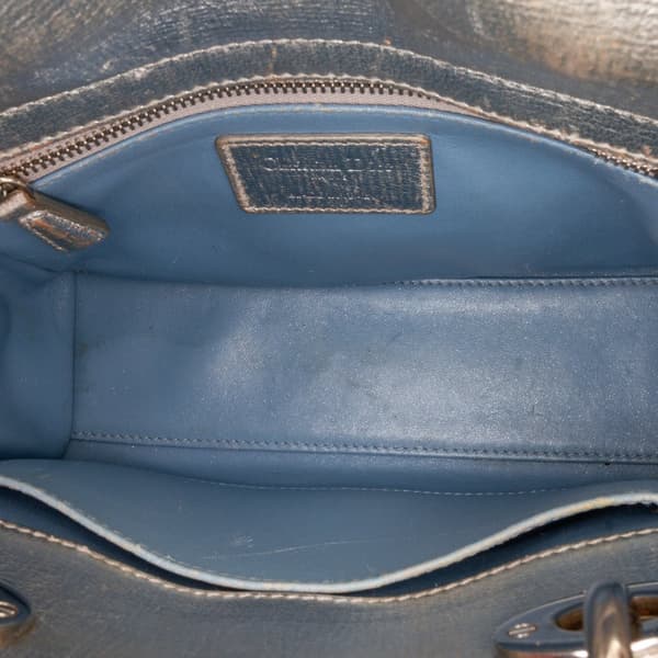 Pre-owned Dior Small Metallic Grained Calfskin Cannage My ABCDior Lady Dior Silver